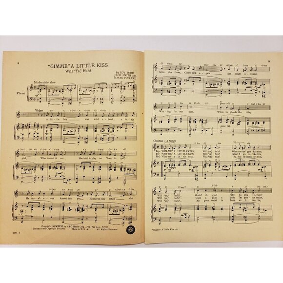 Vintage Sheet Music- "Gimme" A Little Kiss Will "Ya" Huh? Roy Turk © 1926 - Picture 3 of 4